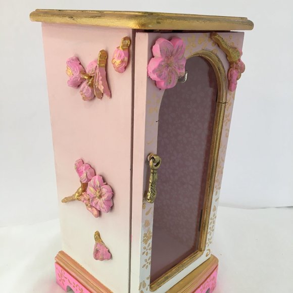 Vintage Wood Jewelry Box Refinished Upcycled Pink - Picture 14 of 14